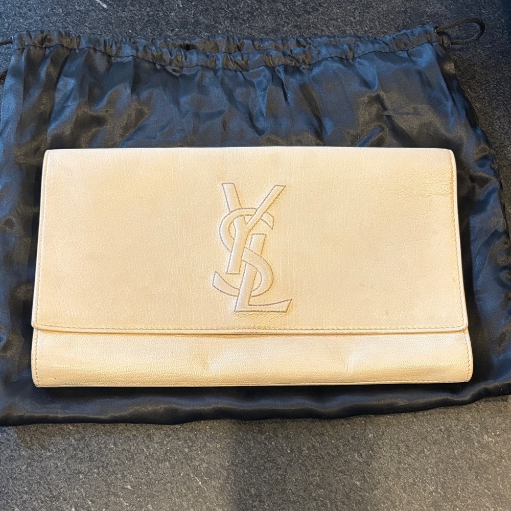 Vintage YSL Beige Cream Clutch